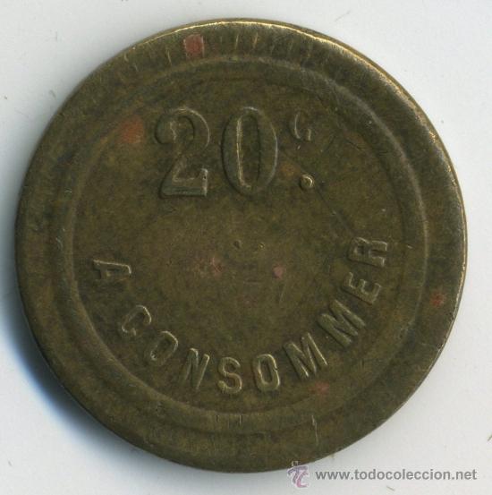 Monedas locales: Ficha, 20 c&eacute;ntimos. A consommer - Foto 1