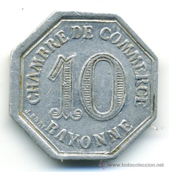 Monedas locales: Ficha, 10 , Chambre de commerce de Bayonne. 1920 - Foto 2