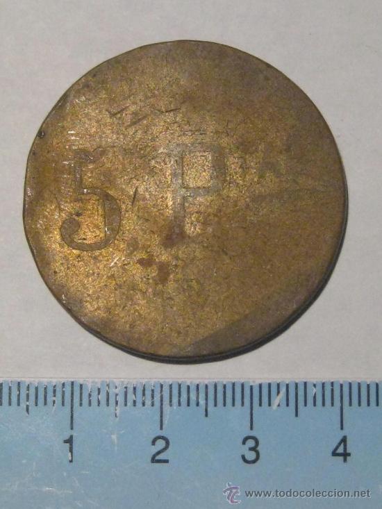 Monete locali: FICHA DE 5 PTAS EN UNA CARA Y G M EN OTRA - NO S&Eacute; DE QUE PUEDE SER