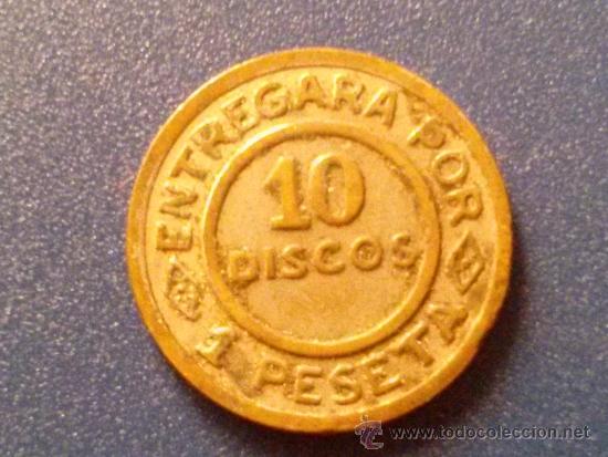 Monedas locales: FICHA NAVAL  10 DISCOS 1 PESETA - Foto 2