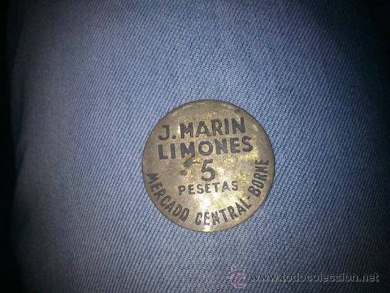 Monedas locales: MONEDA DE PESETAS DEL MERCADO DEL BORNE EN BARCELONA - Foto 1