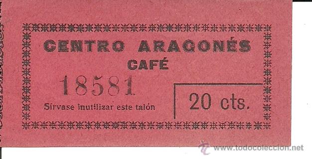 Monnaies locales: (FC-78)VALE 20 CTS.CAFE COOPERATIVA CENTRO ARAGONES