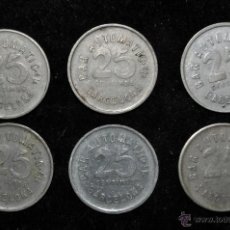 Monedas locales: LOTE DE 6 MONEDAS FICHA BAR AUTOMATIC. BARCELONA. 25CTS. 25 CENTIMOS. Lote 40700537