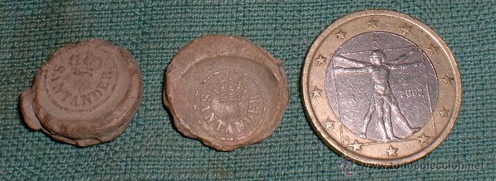 Monedas locales: 2 plomos de aduanas santander 1875 y 1875 - Foto 1
