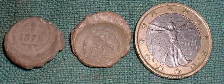 Monedas locales: 2 plomos de aduanas santander 1875 y 1875 - Foto 2