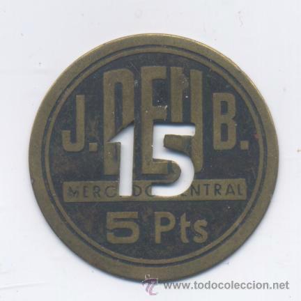 Monedas locales: MERCADO CENTRAL-J.DEU.B- 5 PESETAS - Foto 1