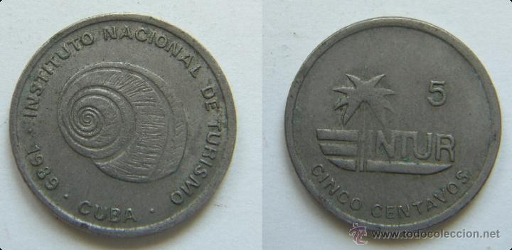 Monedas locales: Moneda de Cuba 5 centavos 1989 Intur - Foto 1