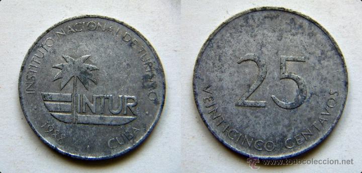 Monedas locales: Moneda de Cuba 25 centavos 1988 Intur - Foto 1