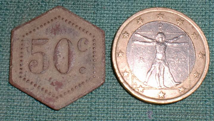 Monedas locales: Ficha de 50 centimos hexagonal - Foto 1