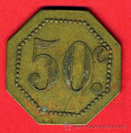 Monedas locales: FICHA CASINO ??? VALOR 50 CENTIMOS, ANTIGUA , ORIGINAL, E - Foto 1