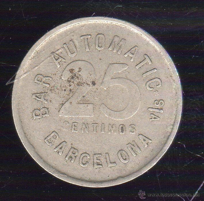 Monedas locales: FICHA DE BAR AUTOMATIC. BARCELONA. 25 CENTIMOS. - Foto 2