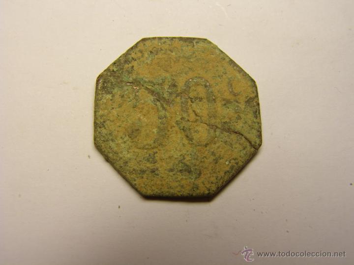 Moedas locais: Ficha dineraria comercial, 50 c&eacute;ntimos, principios siglo XX.