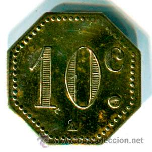 Monedas locales: Ficha. 10 c&eacute;ntimos. lat&oacute;n - Foto 1