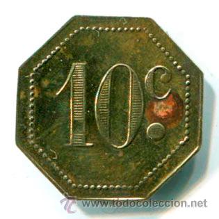 Monedas locales: Ficha. 10 c&eacute;ntimos. lat&oacute;n - Foto 2