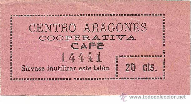 Monnaies locales: (FC-77)VALE 20 CTS.CAFE COOPERATIVA CENTRO ARAGONES