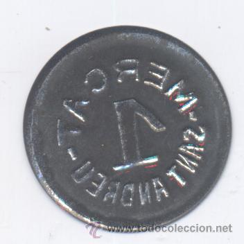 Monedas locales: MERCAT SANT ANDREU- 1 PESETA - Foto 2
