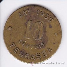 Monedas locales: FICHA LOCAL COOPERATIVA POPULAR ELS AMICS DE TERRASSA DE 10 CTS DEL AÑO 1935 (COIN) (MONEDA). Lote 51697615