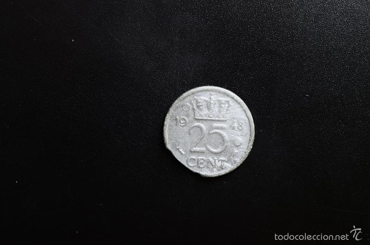 Monedas locales: FICHA - SPEELGELD LEERGELD SIMPLEX -  EN MONEDA DE 25 CENTIMOS DE HOLANDA DE 1948 - Foto 2