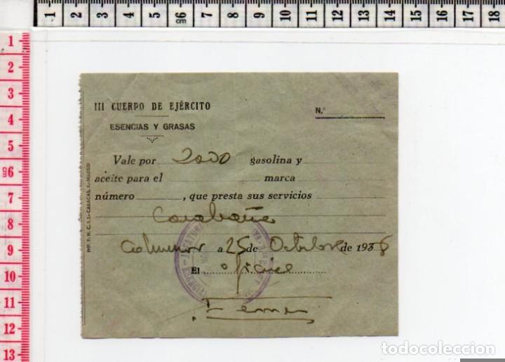 Monete locali: 23.98 VALE GUERRA CIVIL, ESENCIAS Y GRASAS, TERCER CUERPO, 1938, CARABA&Ntilde;A,  COLMENAR, MADRID,