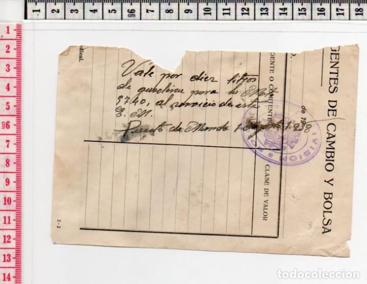 Monete locali: 23.129 VALE GUERRA CIVIL, POR 10 LITROS DE GASOLINA , PUESTO DE MANDO, A&Ntilde;O 1938, SELLO ORIGINAL