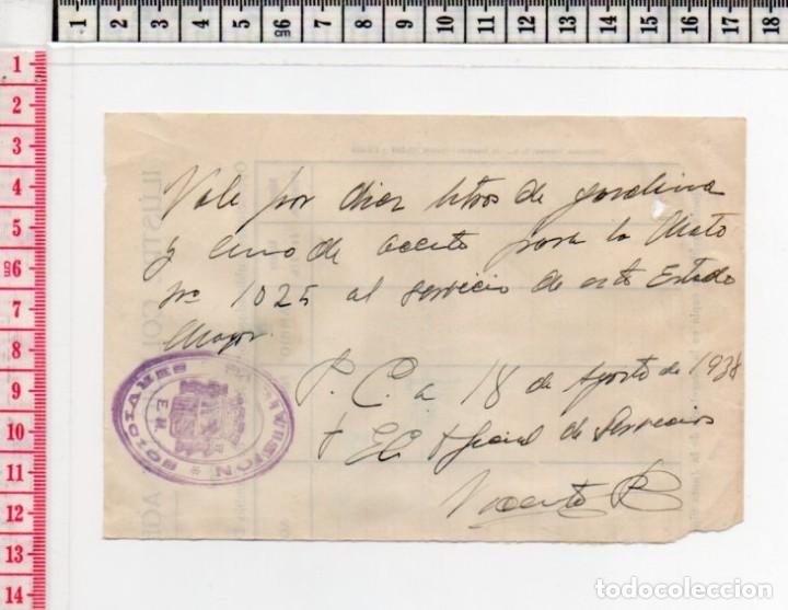 Monete locali: 23.133 VALE GUERRA CIVIL, POR GASOLINA PARA ESTADO MAYOR, NOVENA DIVISION, SERVICIOS, 1938