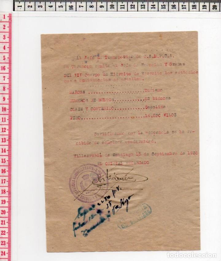 Monete locali: 23.134 VALE GUERRA CIVIL, CAMPSA, VILLARUBIA DE SANTIAGO, TERCER CUERPO, MADRID,1938, SELLO ORIGINAL