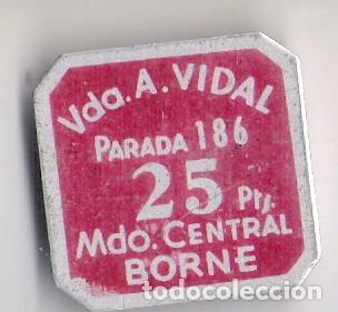 Monedas locales: FICHA BORNE * VDA. A. VIDAL  * 25 PTAS. - Foto 1