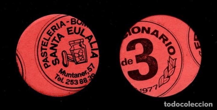 Monnaies locales: FM- 121 VARIEDAD TROQUELADO MUY DESPLAZADO - VALE MONEDA de 3 Pta emitido el  a&ntilde;o 1977 ante la falta