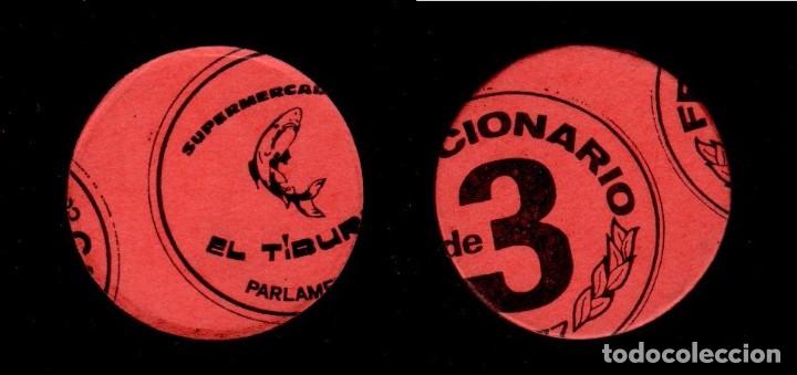 Monnaies locales: FM- 136 VARIEDAD TROQUELADO MUY DESPLAZADO - VALE MONEDA de 3 Pta emitido el  a&ntilde;o 1977 ante la falta