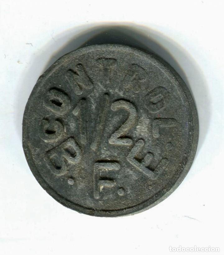 Monedas locales: Ficha a identificar. CONTROL 1/2 B.F.E. Marca registrada - Foto 1
