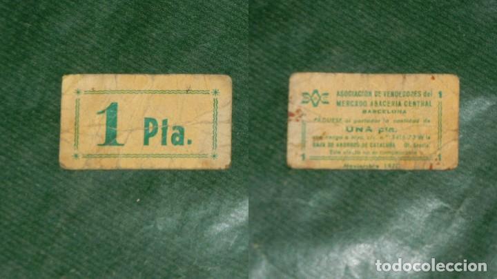 Monnaies locales: VALE ASOCIACION VENDEDORES MERCADO ABACERIA CENTRAL GRACIA - BARCELONA. - ESCASEZ DEL 1977