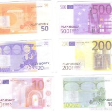 Monedas locales: 6 BILLETES DE JUGUETE 500/200/100/50/20/10 *PLAY MONEY**. Lote 78227681