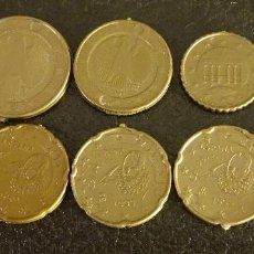 Monedas locales: FICHAS DE PLÁSTICO. 2 EUROS, 1 EURO, 20 CÉNTIMOS, 10 CÉNTIMOS. DIÁMETRO 24 MM. Lote 84276528