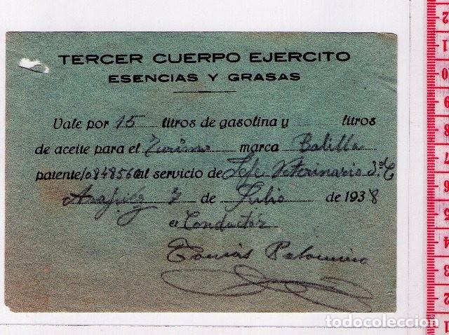 Monete locali: 51 VALE GUERRA CIVIL, ESENCIAS Y GRASAS, ARANJUEZ 07-07-1938, MILITAR