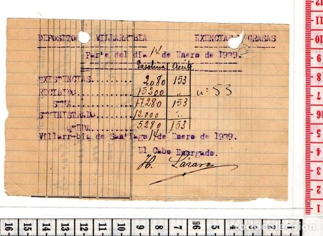 Local Coins: 51 PARTE DIARIO GUERRA CIVIL, ESENCIAS Y GRASAS, VILLARRUBIA DE SANTIAGO 14-01-1939, MILITAR