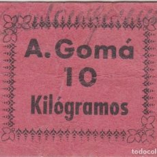 Monedas locales: VALE POR 10 KILOGRAMOS DE PAN DE LA PANADERIA ANTONIO GOMA CON SELLO Y FIRMA - TORREGROSA. Lote 112529999