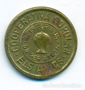 Monnaies locales: 5 CTMOS. 1935 TERRASA COOP. POPUPAR ELS AMICS LATON L-141 EBC