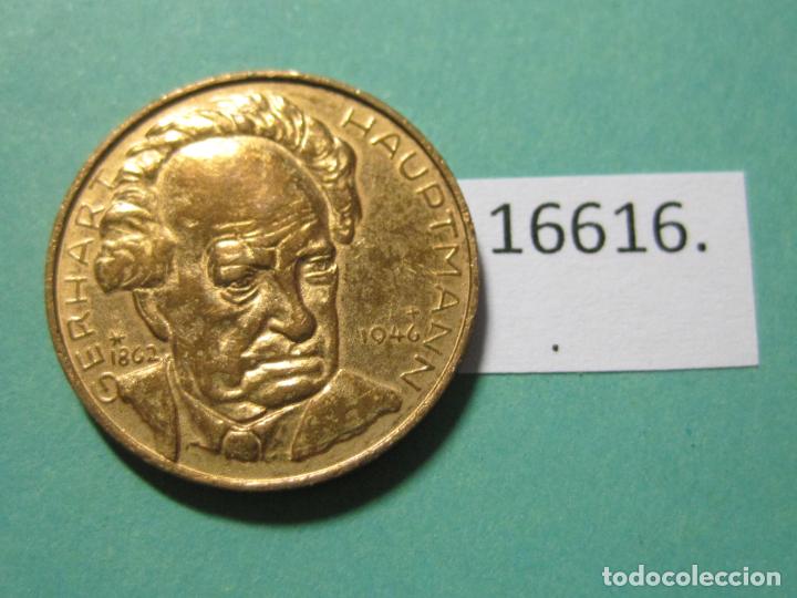 Monedas locales: ficha medalla, Gerhart Hauptmann, token, jet&oacute;n - Foto 1