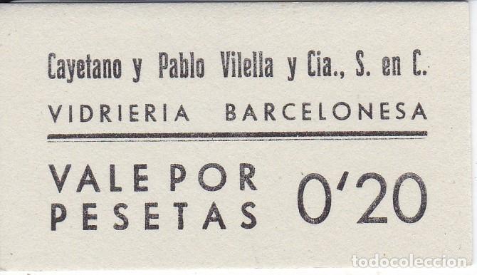 Monedas locales: VALE DE 20 CENTIMOS DE VIDRIERIA BARCELONESA SIN CIRCULAR - Foto 1