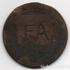 Monedas locales: F. A . I. MONEDA MONARQUICA CON RESELLO ANARQUISTA, VER FOTOS