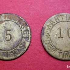 Monedas locales: 5 Y 10 CENTIMOS - J.MARTIN CABET - ISLA CRISTINA (HUELVA) - PRINCIPIOS SIGLO XX - ESCASAS. Lote 165619914