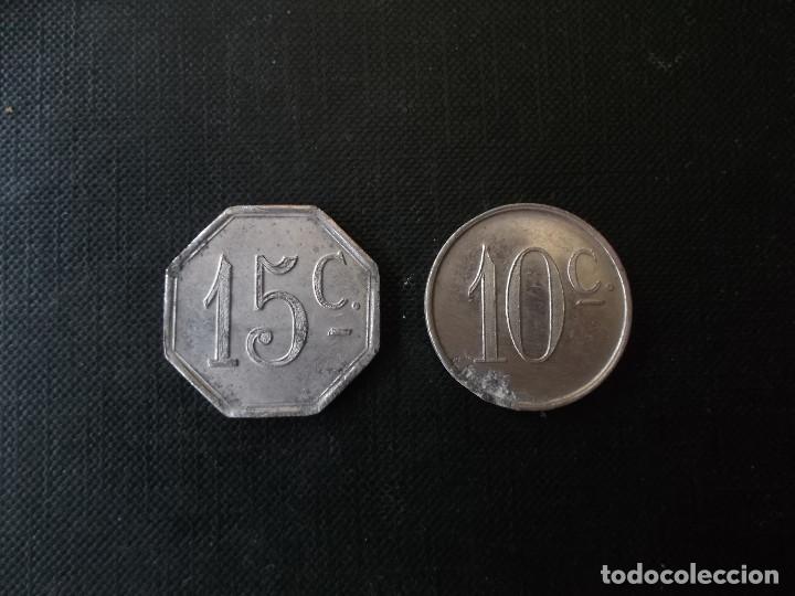 Monedas locales: Conjunto de 2 monedas de 10 y 15 centimos autobuses Roca 1928 - Foto 2