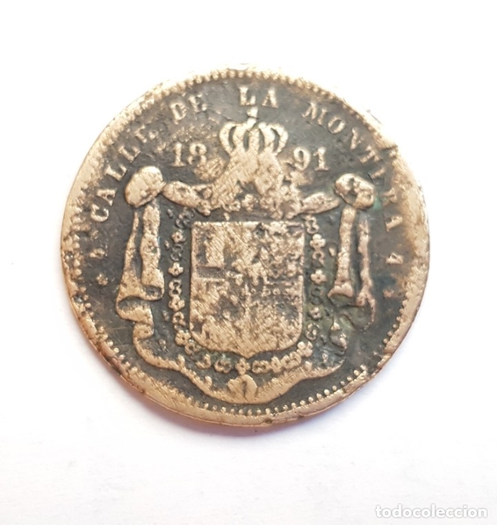 Monedas locales: Ficha Bazar Cant&oacute;. 1891 - Foto 2