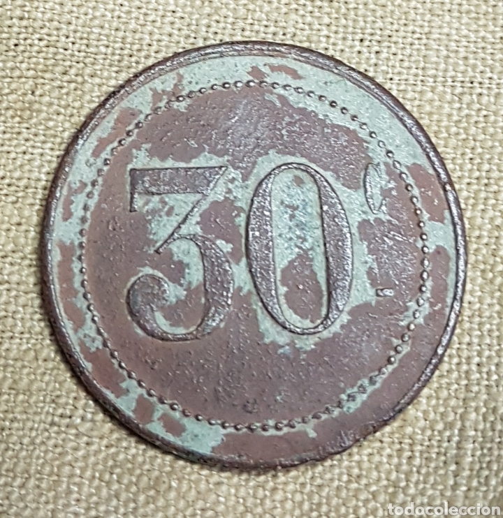 Monedas locales: Antigua ficha de 30 centimos - Foto 1