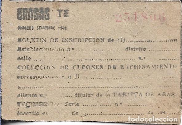 Monete locali: VALE RACIONAMENTO GRASAS TE SEGUNDO SEMESTRE 1943 251806