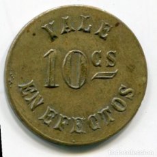 Monedas locales: FICHA DEL CENTRAL SAN CLAUDIO - CUBA - 10 CENTAVOS EN EFECTOS - HACIA 1900. Lote 199129382
