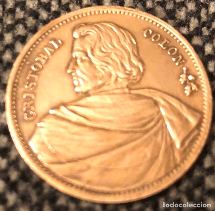 Monedas locales: FICHA MEDALLA CRISTOBAL COL&Oacute;N 1892 RECUERDO 4&ordm;CENTENARIO LICOR BREA MUNERA BARCELONA