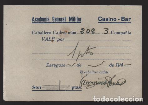 Monedas locales: ZARAGOZA.- VALE, 1 PTA, CASINO-BAR- CABALLERO CADETE,- VER FOTO