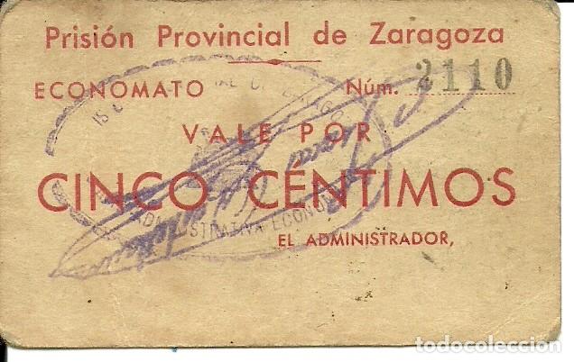 Monedas locales: (FC-288)VALE 5 CTS.PRISION PROVINCIAL DE ZARAGOZA - Foto 2