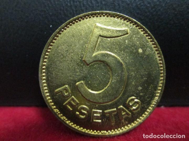 Monedas locales: 5 PESETAS COPERATIVA UNION ANGLESENSE - Foto 2